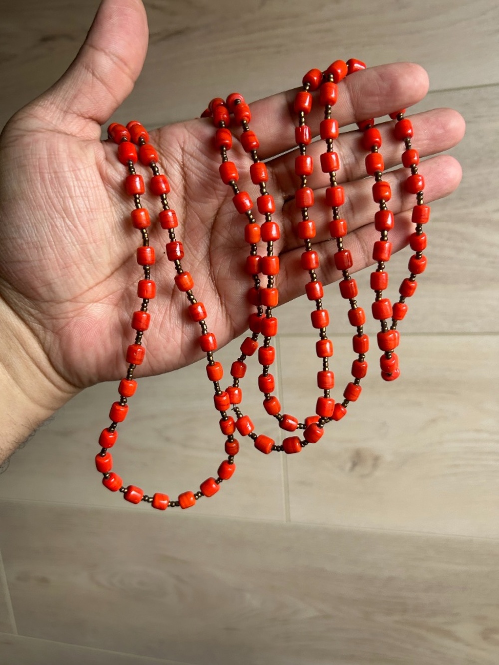 Vintage Long Stranded Vintage Coral Beaded Necklace
